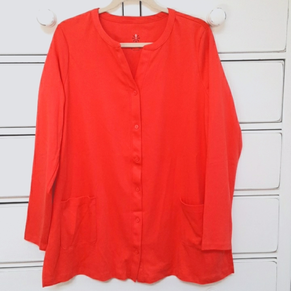 Isaac Mizrahi LIVE orange cardigan SZ L